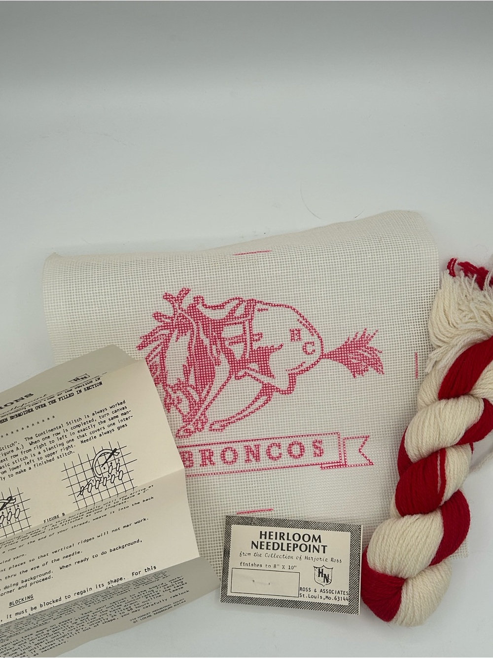 Vintage Denver Broncos Heirloom Needlepoint Kit Marjorie Ross 8x10 NFL Football